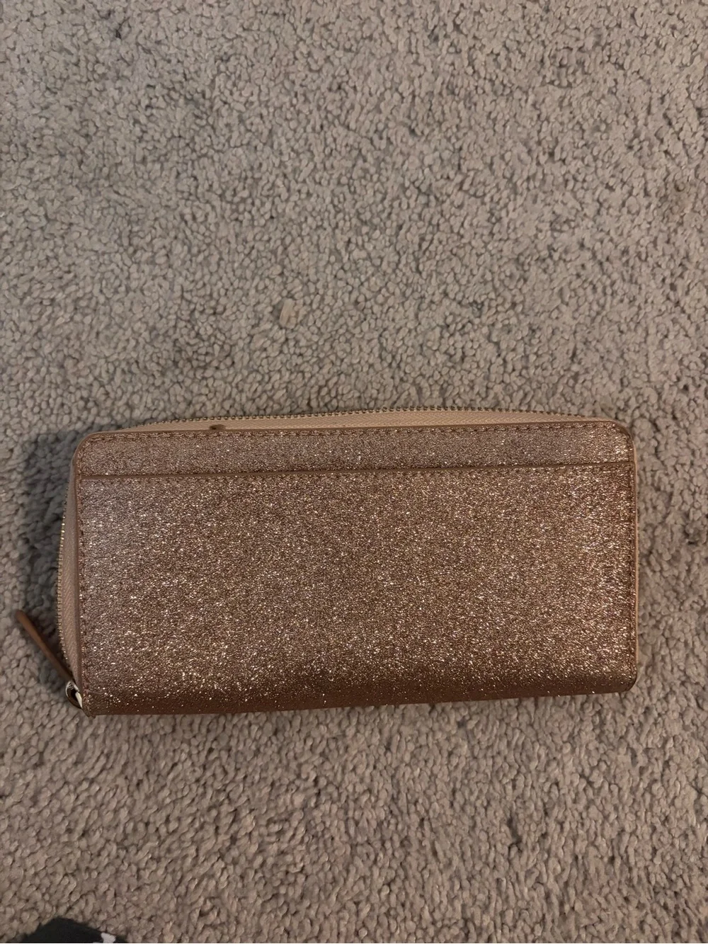 kate spade Rose Gold Glitter Zip-Around Wallet